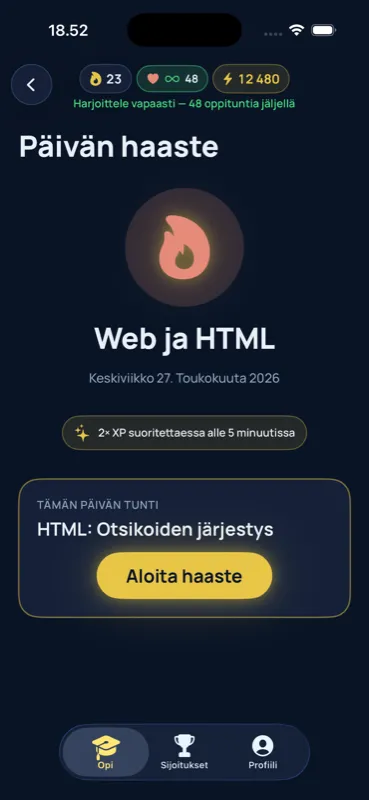 Päivän haaste – tuplapisteet suorituksesta