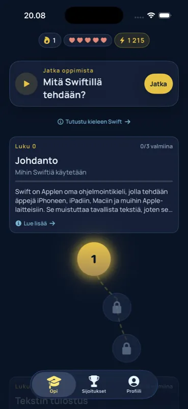Swift-raita – Mitä Swiftillä tehdään ja luvun 0 johdanto